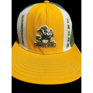 Notre Dame Hat Fightin Irish Snapback Mesh Trucker Hat AJD Lucky Stripes vintage